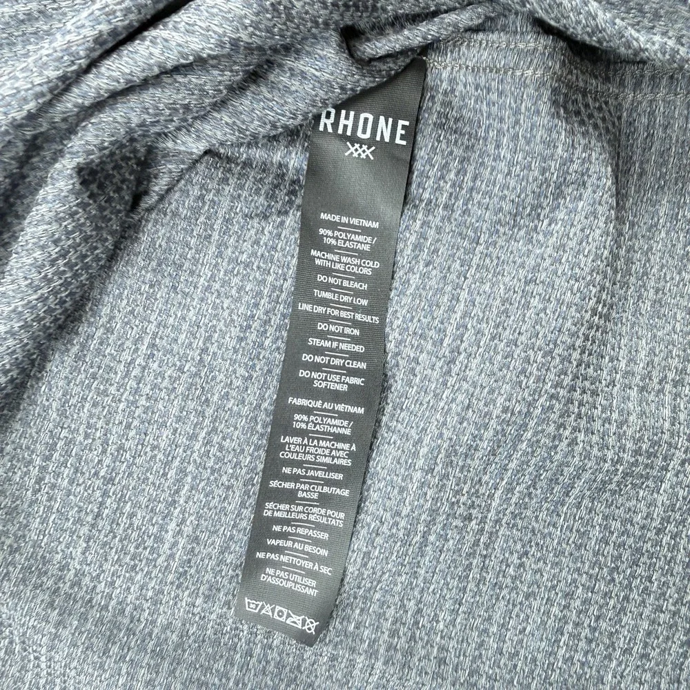 Rhone Commuter Large Shirt Slim Fit Italian Fabric Marine Gray Houndstooth NWT - Picture 5 of 9